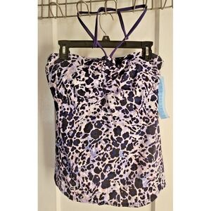 NWT INFINITY BLU‎ animal print woman Sz 18W halter tankini top wire free